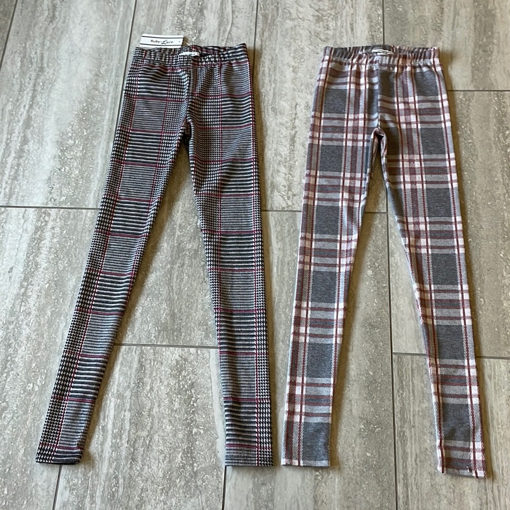 A bundle of 2 Ruby & Lace long leggings for girls,size Small,gray & black